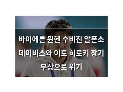 바이에른 뮌헨 수비진 알폰소 데이비스와 이토 히로키 장기 부상으로 위기