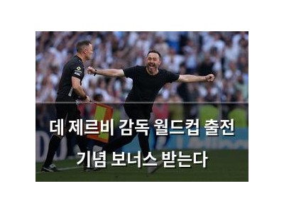 데 제르비 감독 월드컵 출전 기념 보너스 받는다