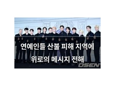 연예인들 산불 피해 지역에 위로의 메시지 전해